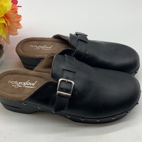 Natural Soul Black Mule Clog Sz 9. CM3511B - Picture 2 of 8